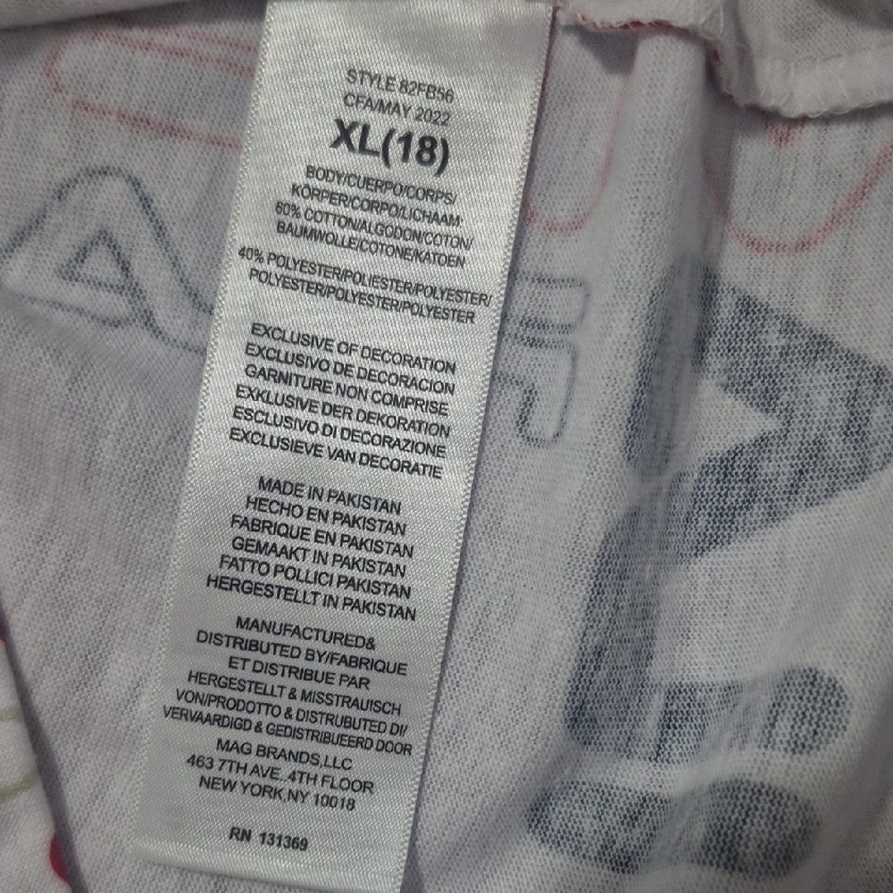 FILA Kids All-Over Logo Print T-Shirt White Red Black | Classic Athletic Tee - Picture 8 of 10